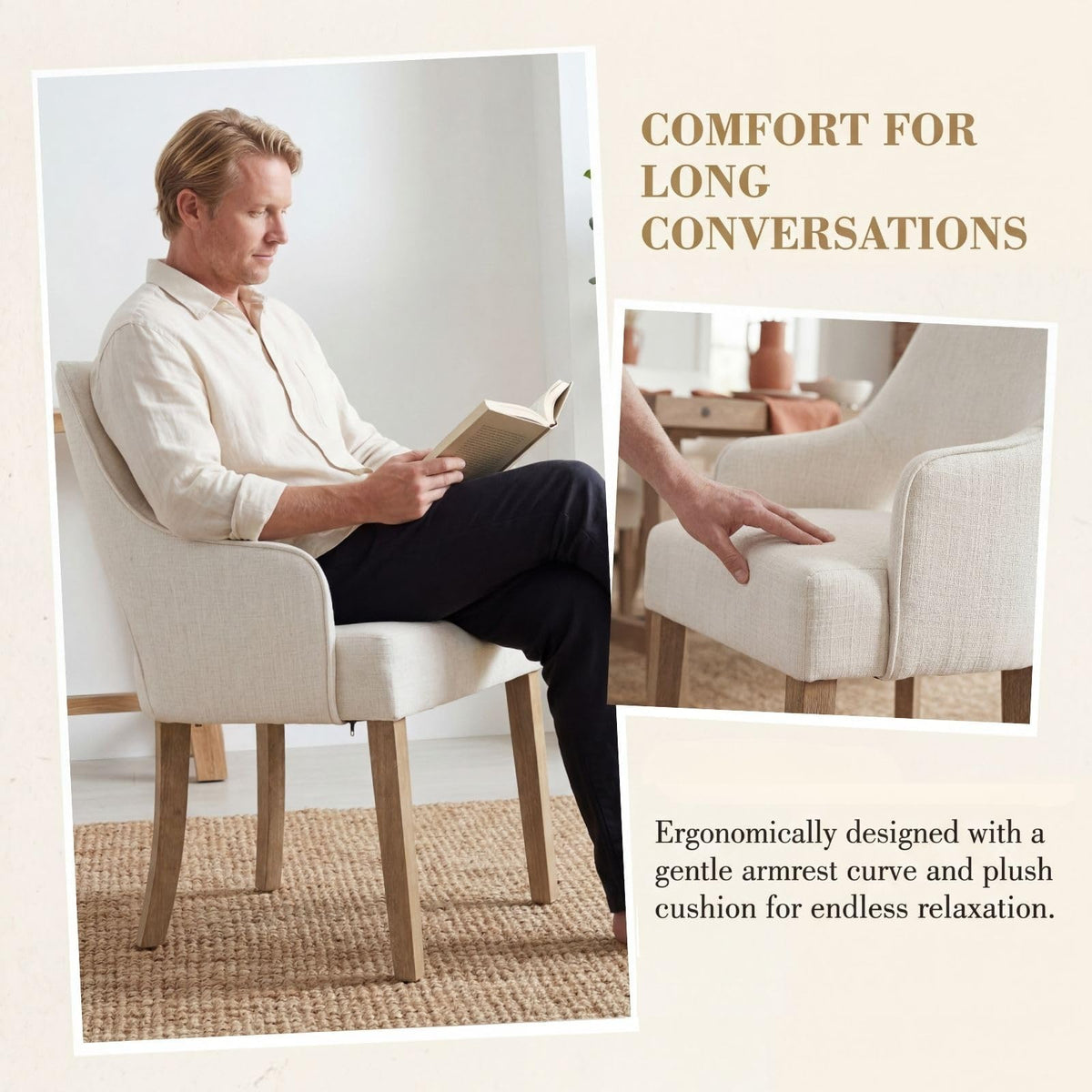 Linen Upholstered Set of 2 with Arms