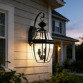20 Inch Large Outdoor Wall Lantern, 2-Light with Clear Beveled Glass - Matte Black