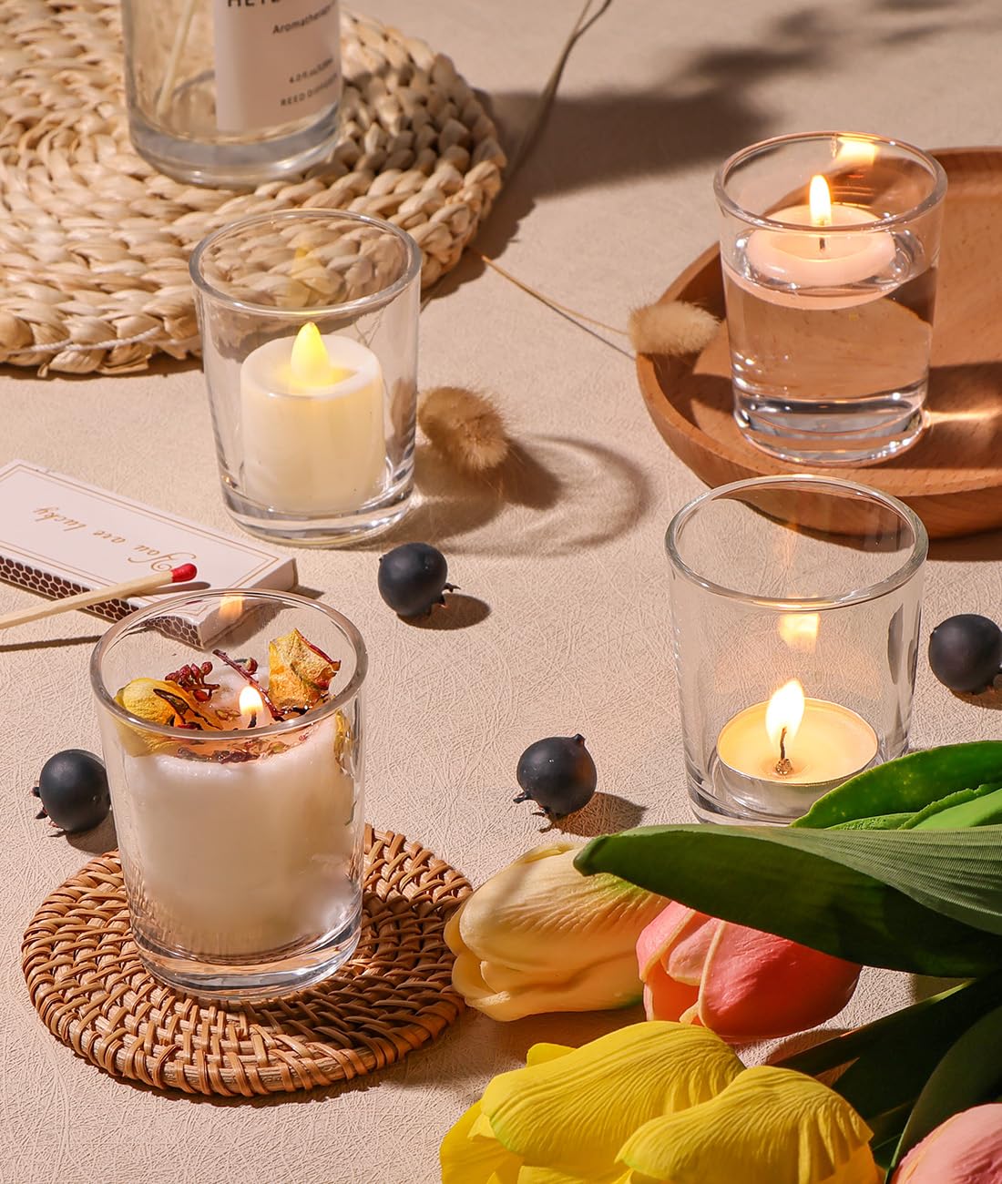 72-Pack Votive Candle Holders, Clear Glass Tea Light Candle Holder