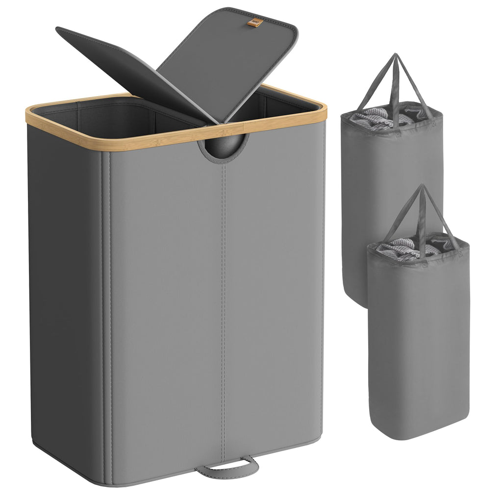 Laundry Hamper with 2 Lids, 150L Laundry Basket,2 Compartments