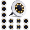 12 Pack 8LED Solar Garden Lights Outdoor Waterproof Sidewalk Disk Bright In-Ground Landscape Lighting for Lawn Patio