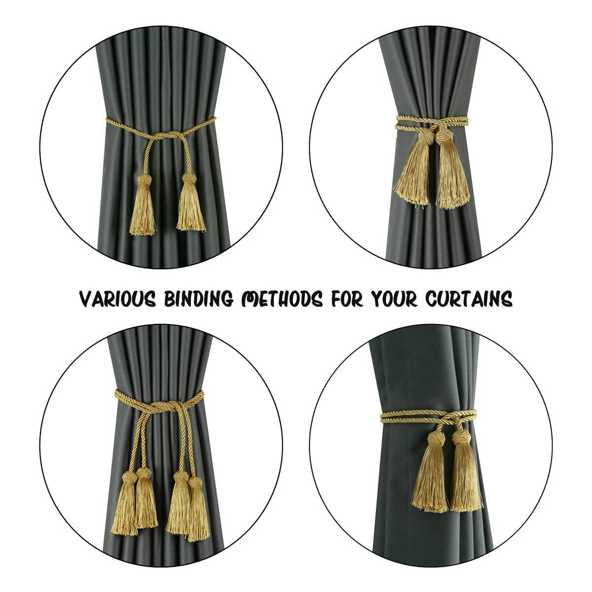 Handmade Rope Tassel Curtain Tiebacks - 4 Pack