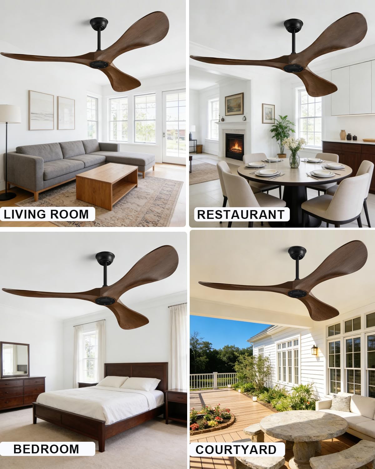 60 in Ceiling Fan of 7400+CFM High Airflow with Mute Remote Control
