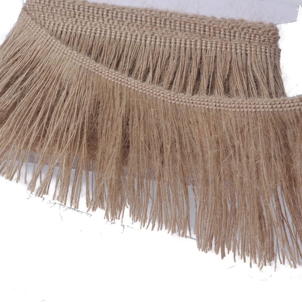 Burlap Fringe Trim Tassel Jute Lace 4 Inch Width 5 Yards Long for Clothes Accessories Latin Wedding Dress and DIY