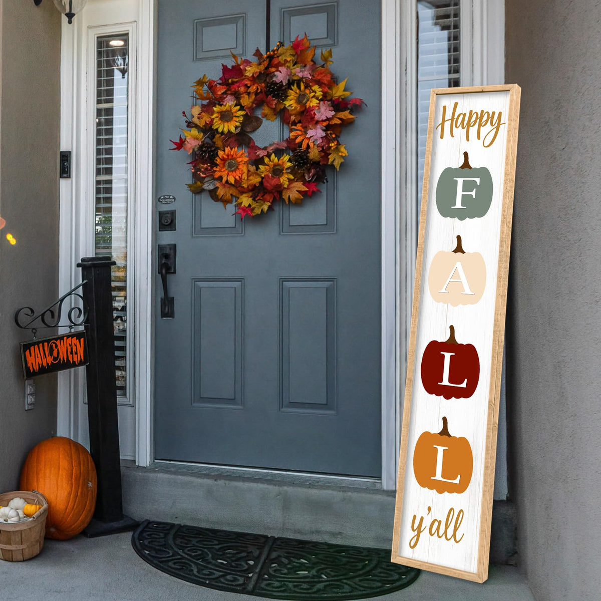 Happy Fall yall Porch Sign, Wood, 45"X9"