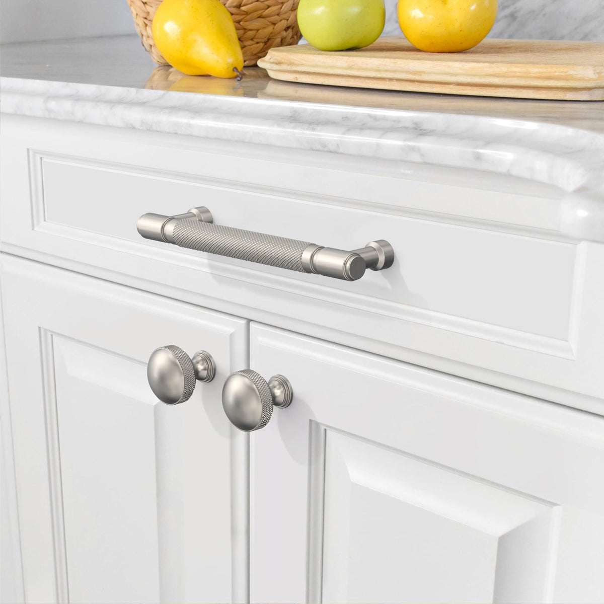 10 Pack Brushed Satin Nickel knurled Cabinet Pulls 5"
