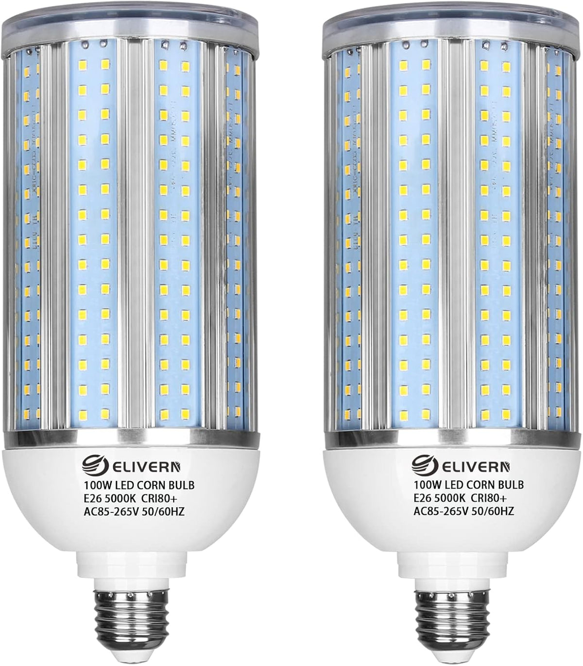 100W LED Corn Light Bulb 2 Pack, 10000 Lumen 5000K Daylight White E26/E39 Led Corn Bulb for Outdoor Indoor Garage