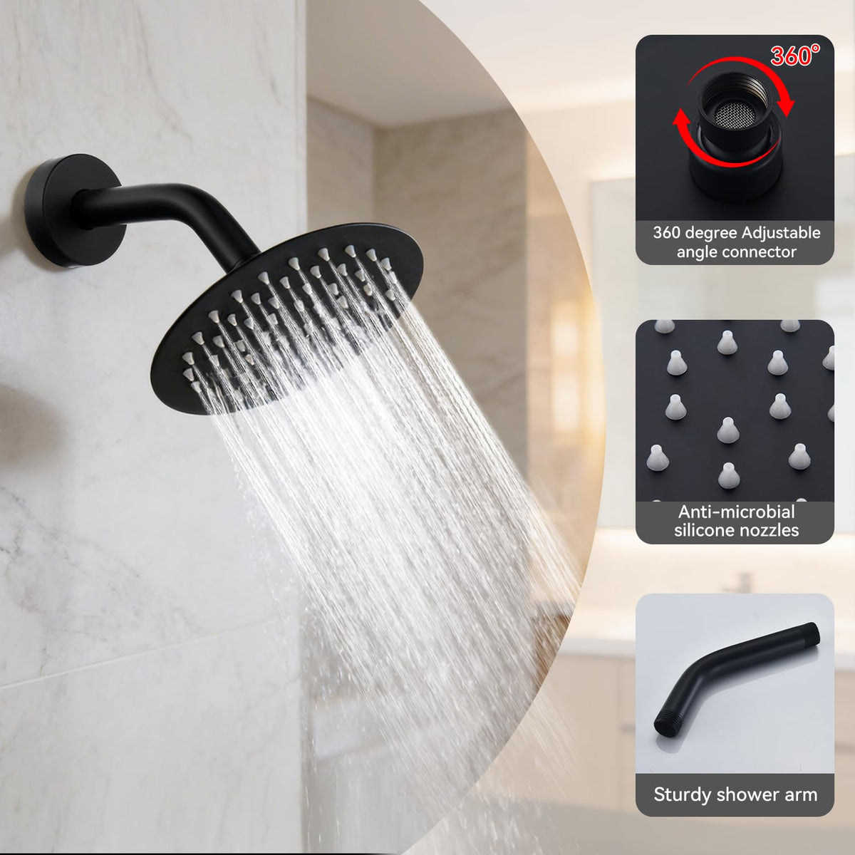 Tub Shower Faucet Set with Shower Head Black