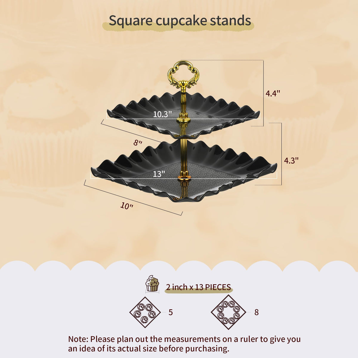 Pack of 11 Cake Stand Set of Cupcake Stand, Tray & Table Cloth (Black)