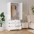 71" Armoire Wardrobe Closet, Bedroom Armoire Clothing Storage Cabinet | 3 Drawers & 2 Doors and Adjustable Shelves