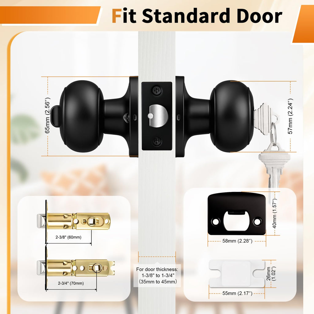 Keyed Entry Door Knobs, Exterior Interior Door Knob with Lock 5 Pack, Bedroom Bathroom Door Knobs with Same Key