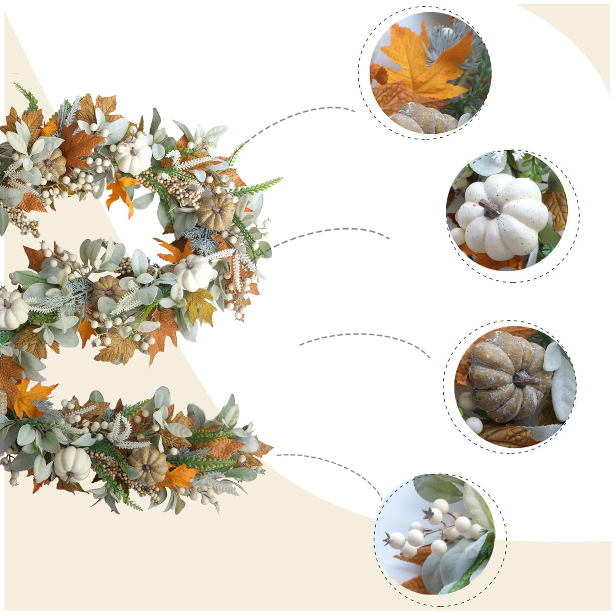 Fall Wreath Pumpkin Garland Thanksgiving Autumn Neutral Garlands Decoration