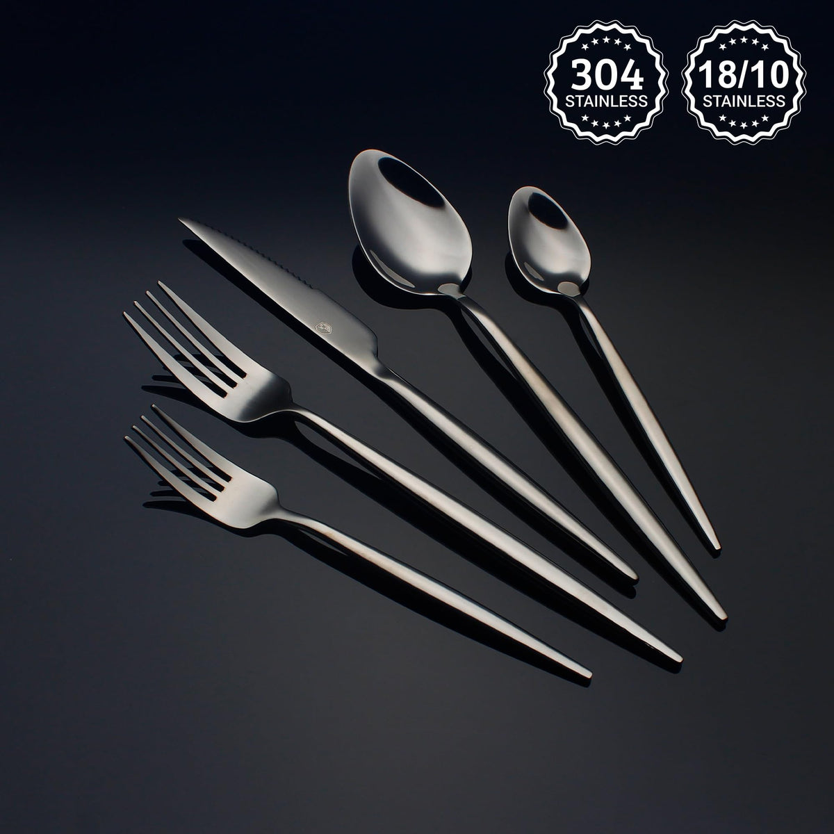 20 Piece Luxury Silverware Set for 4 Black Mirror-Polished 18/10 Stainless Steel Heavy Flatware Set Modern Cutlery