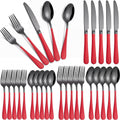 30 Pcs Red Silverware Set Stainless Steel Utensil Sets for 6 Guest
