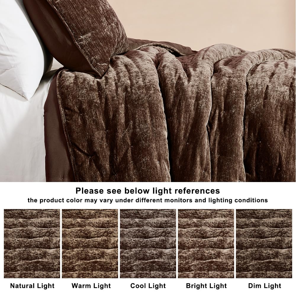 Cloud Soft Quilt Set, Chocolate Brown Chenille Velvet