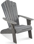 Oversized Adirondack Chair, Grey | Poly Lumber Weather-Resistant Patio Chair with Wide Armrests & High Backrest, Fire
