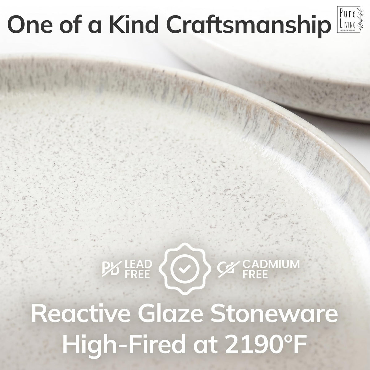 36 Piece Stoneware Dinnerware Set for 12, Handcrafted Plates and Bowls Set