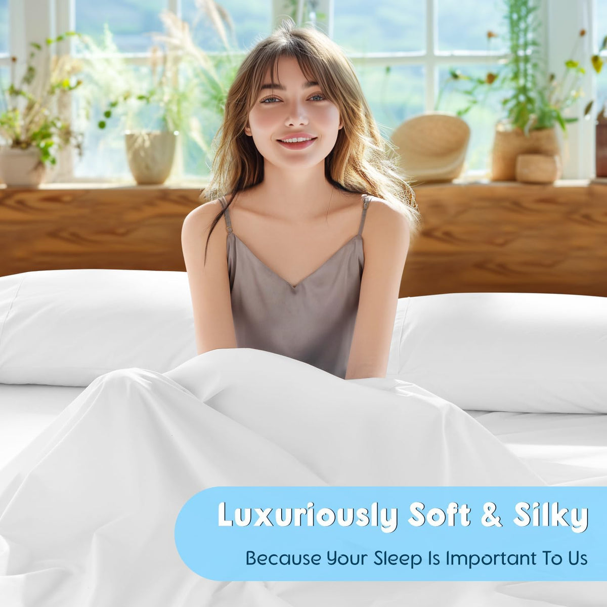 100% Egyptian Cotton Sheets Set - 1000 High Thread Count, Luxury 5-Star Hotel Sateen Bed Sheets, Soft, Breathable