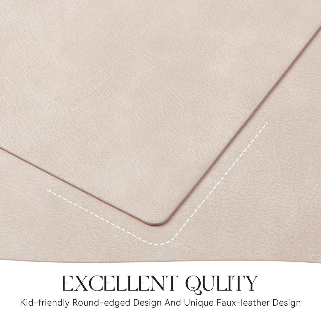 Vinyl Faux Leather Placemats, Set of 8, Beige