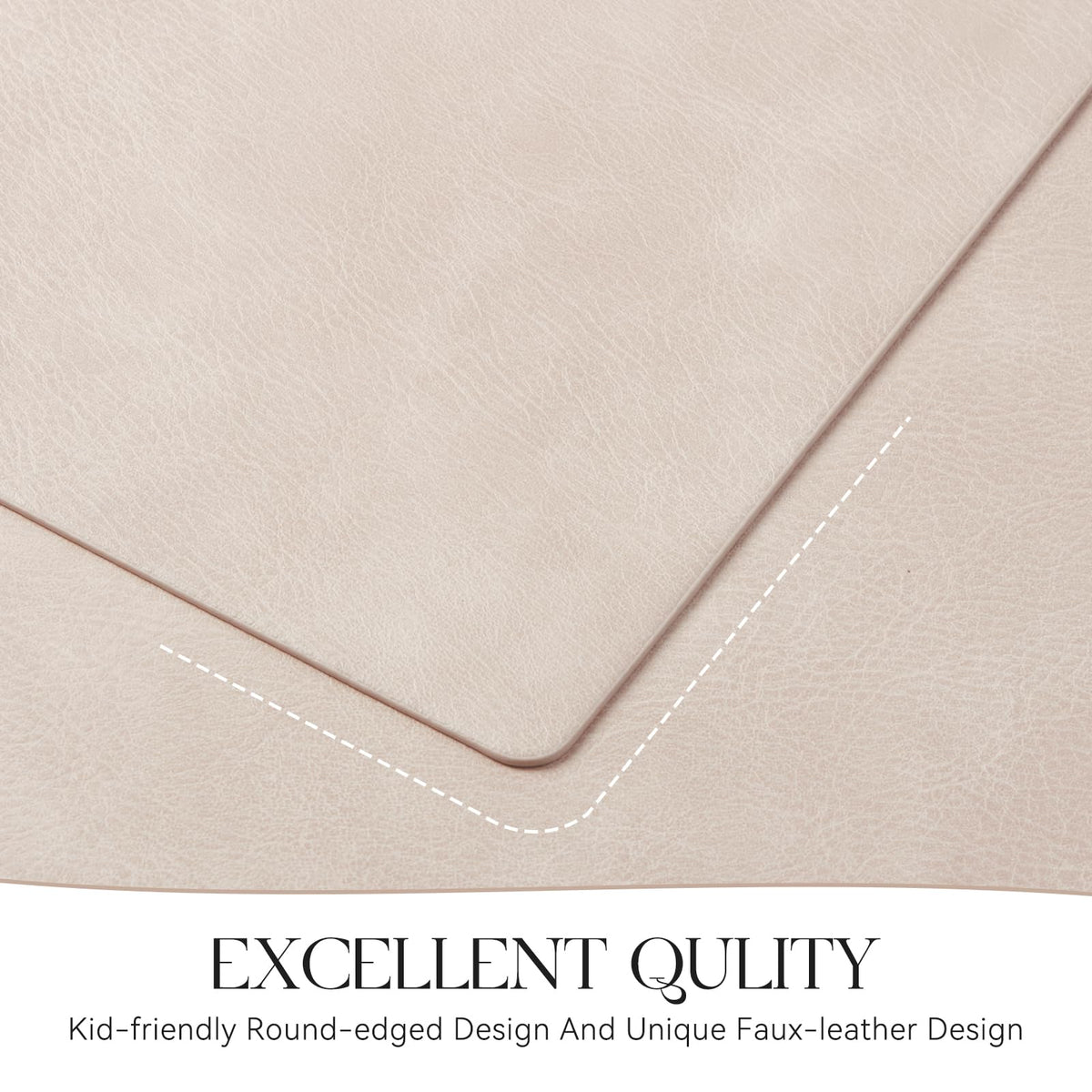 Vinyl Faux Leather Placemats, Set of 8, Beige