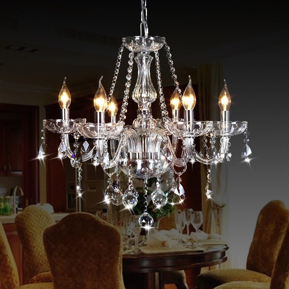 Classic Candle-Style Crystal Chandelier with Vintage Scroll Arms