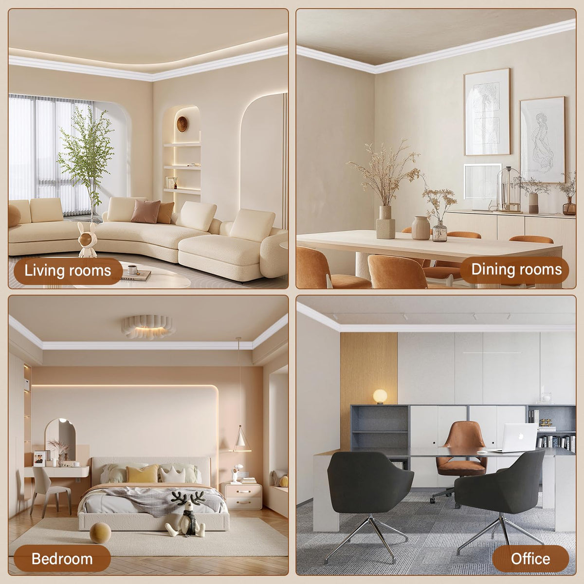 10-Pcak Ceiling Crown Molding Trim,Crown Molding Total Length 40 Ft,Lightweight High-Impact Polystyrene Decorative