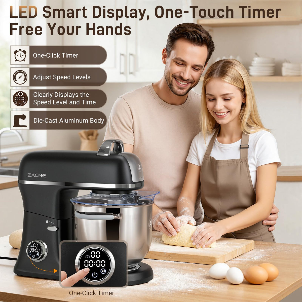 7 Quart Stand Mixer Aluminum Die Casting, 650W 12 Speed Tilt-Head Kitchen Electric Stand Mixer, Household Food Mixer