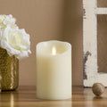 Flameless LED Battery Operated Ivory Pillar Candle, Flickering Realistic Moving Flame, 3" x 4.5" Luminous Real Wax