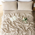 100% Linen Sheets 4 Piece - Washed Natural Flax Bedding Set, Ultra Breathable Soft Durable Flat Sheet