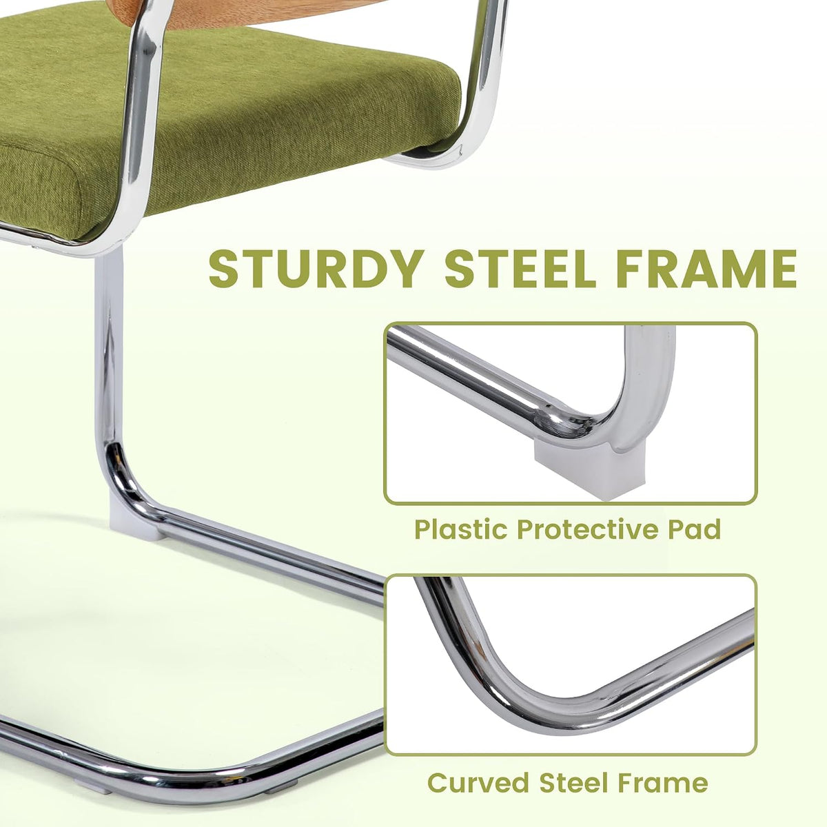 Dining Chairs Set of 4, Modern Rattan Kitchen Chairs, Mid Century Modern Design, Polished Chrome Frame, Upholstered