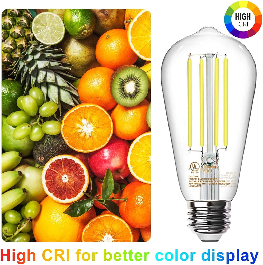 Edison Light Bulbs, E26 Dimmable Vintage Bulb, 8W = 60W Equivalent