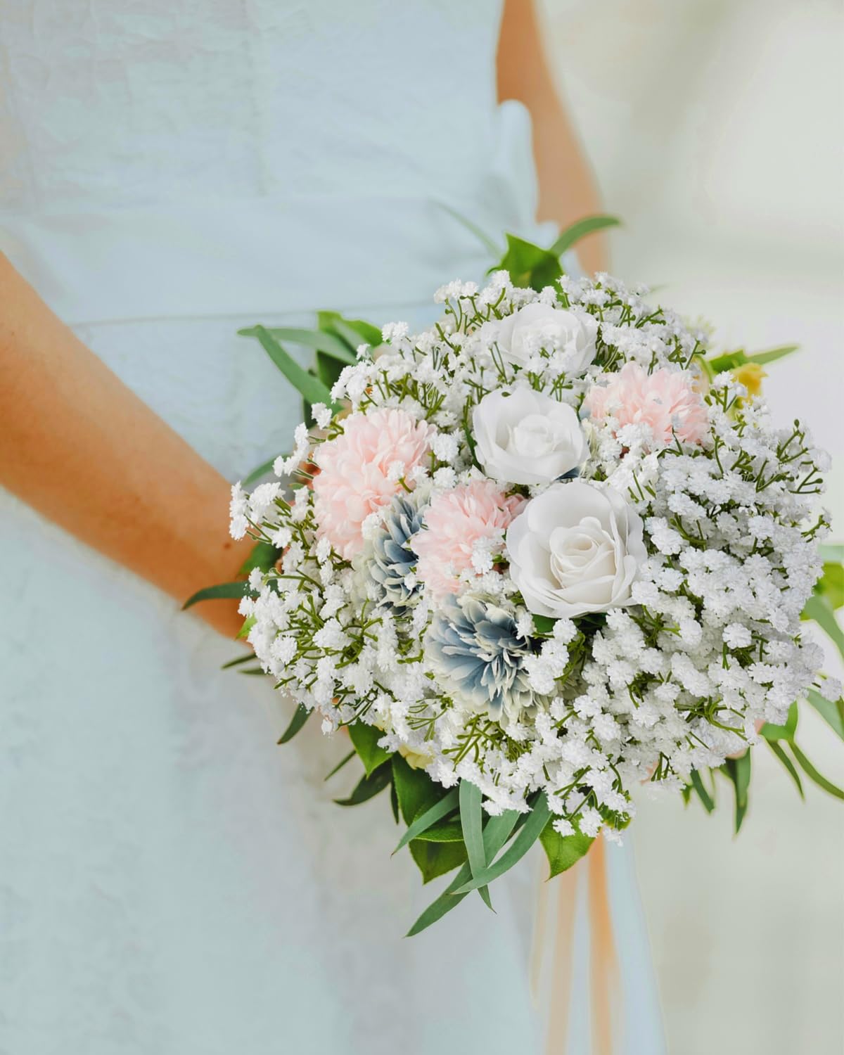 24Pcs Babys Breath Artificial Flowers Bulk, Fake Baby Breath Flowers White Faux Gypsophila Real Touch Flowers for