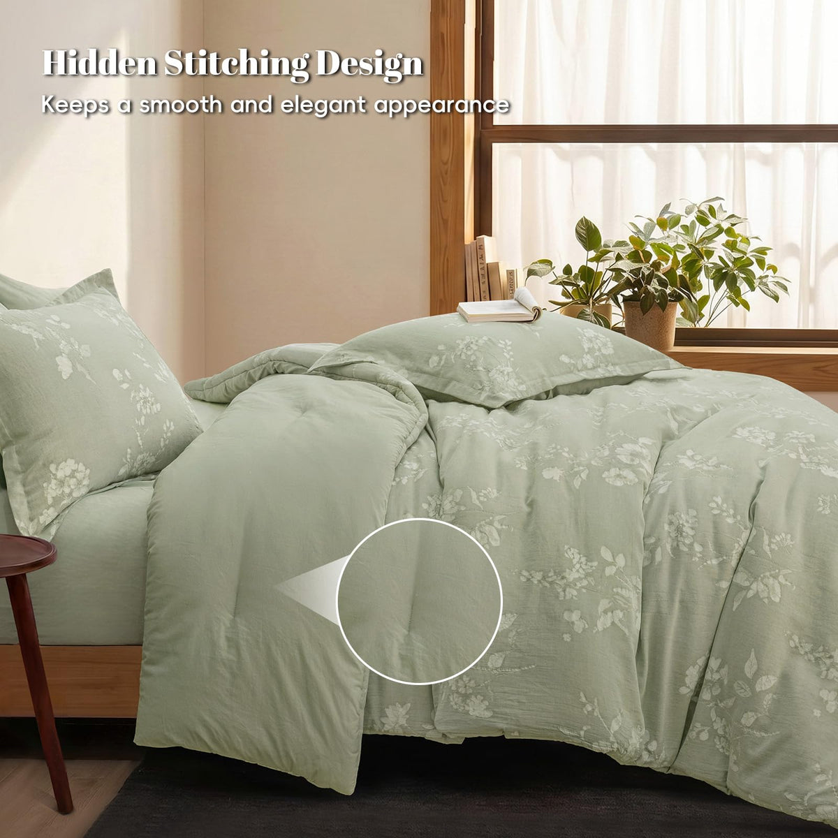 Cotton Jacquard Comforter Set, Soft Breathable, Dusty Sage