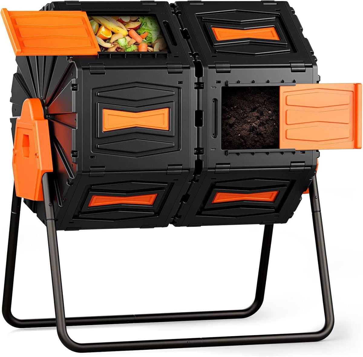 Compost Tumbler, Easy Assemble & Efficient Outdoor Compost Bin, 45 Gallon/170 Liter Large Dual Chamber Rotating