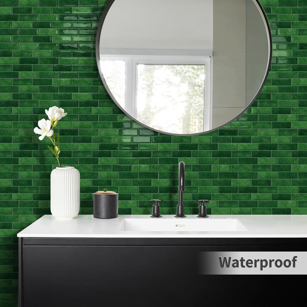 Green Peel and Stick Backsplash 3D Self Adhesive Wall Tile 10 Sheet