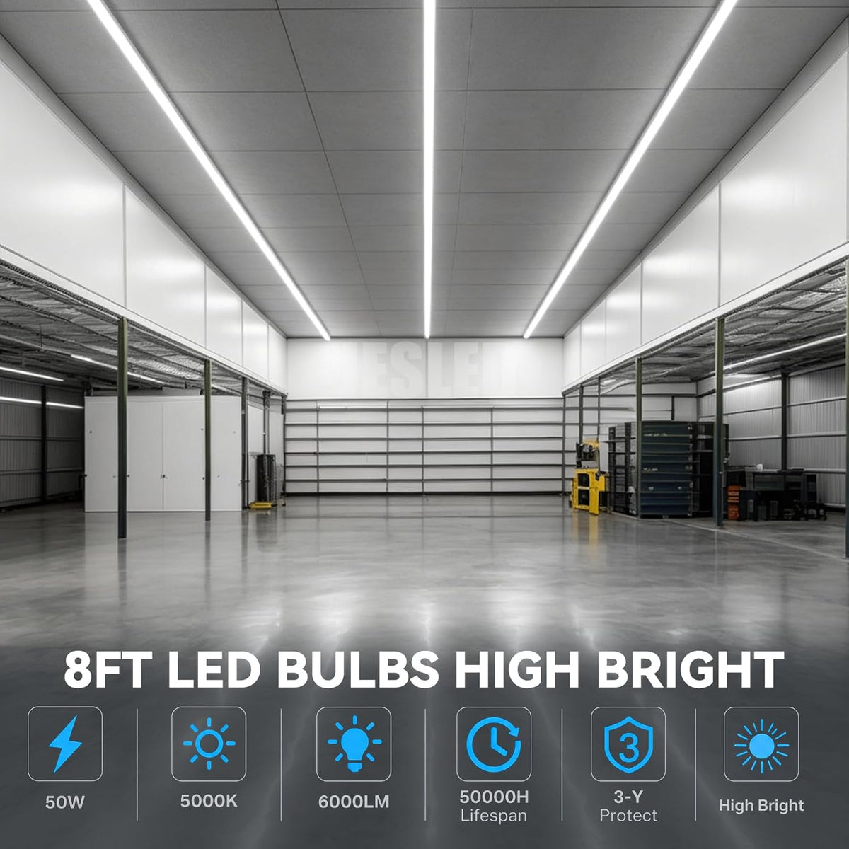 8FT LED Tube Light, 50W 6000LM 5000K, 270 Degree V Shaped