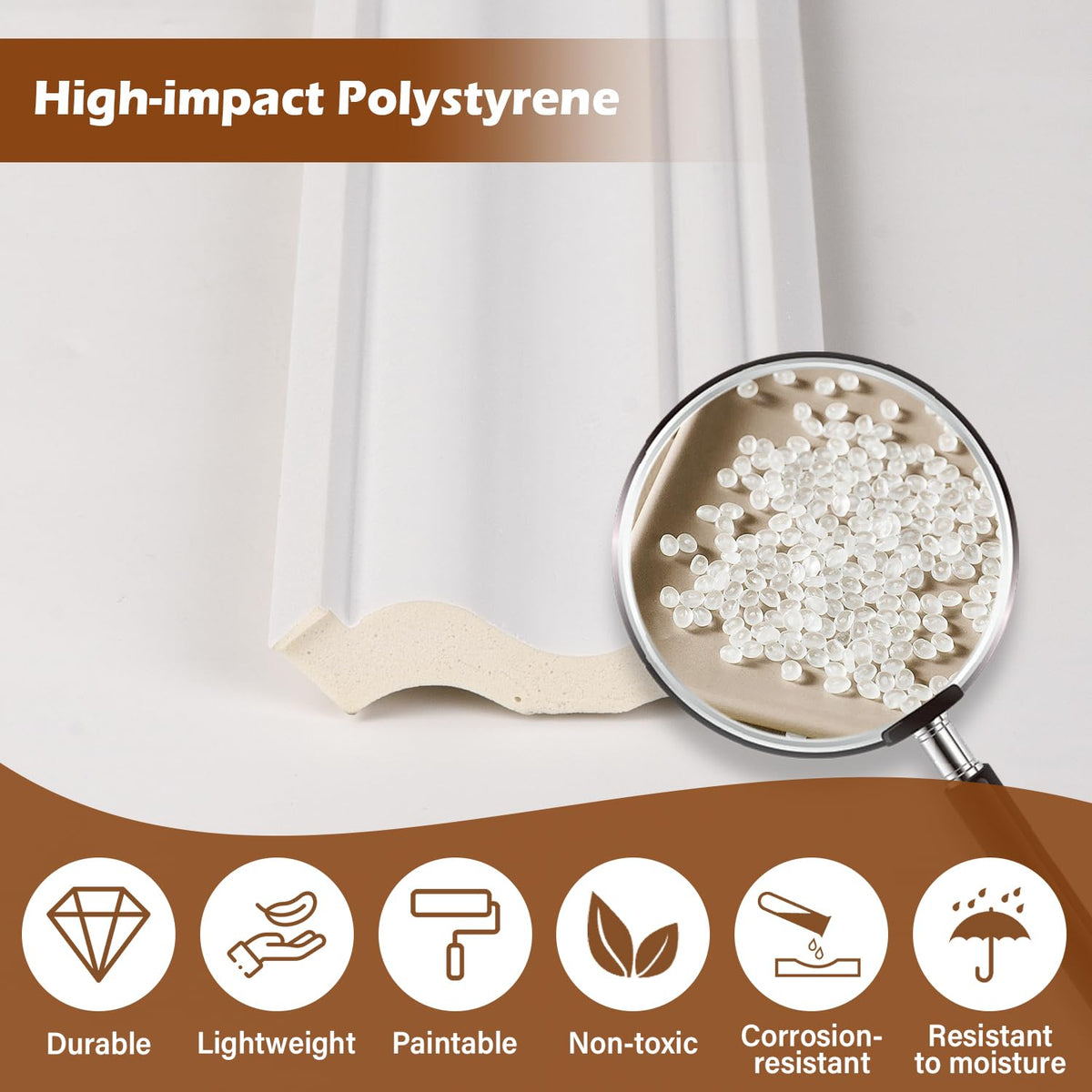 10-Pcak Ceiling Crown Molding Trim,Crown Molding Total Length 40 Ft,Lightweight High-Impact Polystyrene Decorative