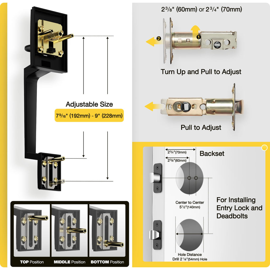 Front Door Handle and Deadbolt Lock Set, Matte Black