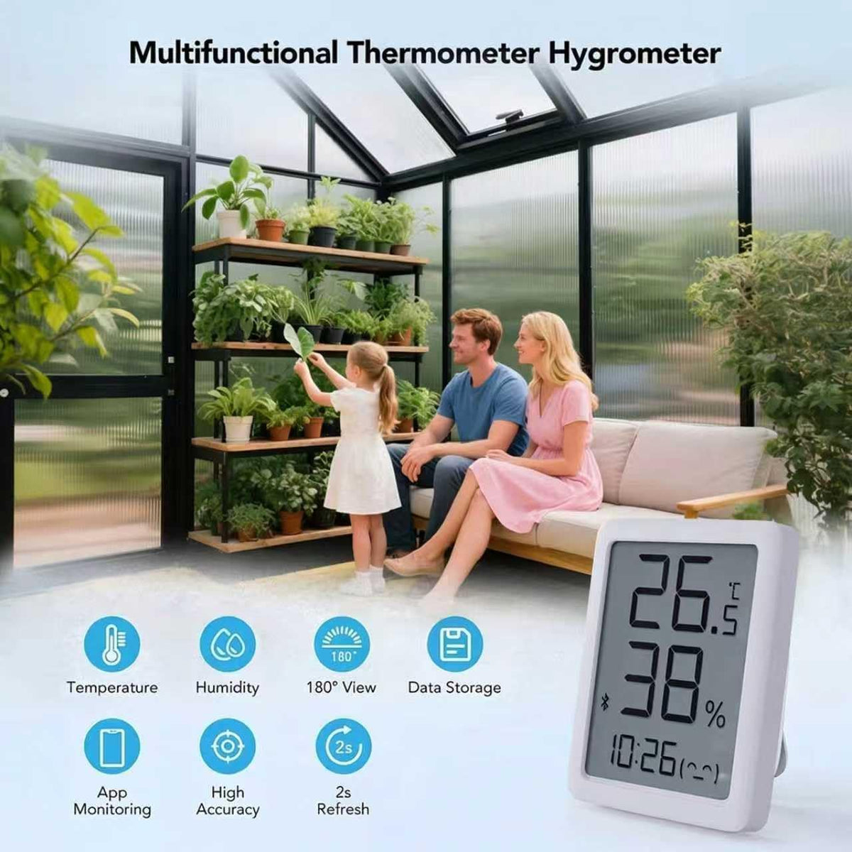 6x6 FT Walk in Greenhouse with Hygrometer, Windproof Warm Plant Green House