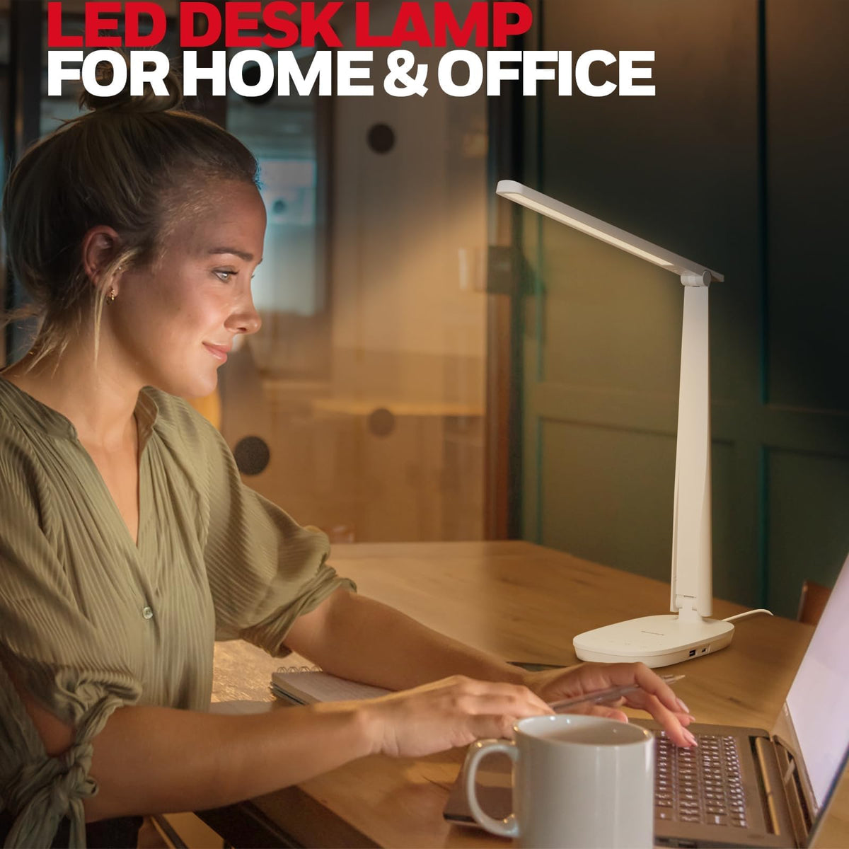 LED Desk Lamp, Eye-Caring Full Spectrum, USB Charging