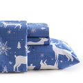 Blue Buffalo Plaid Deer Printed Cotton Sheet Set Deep Pocket