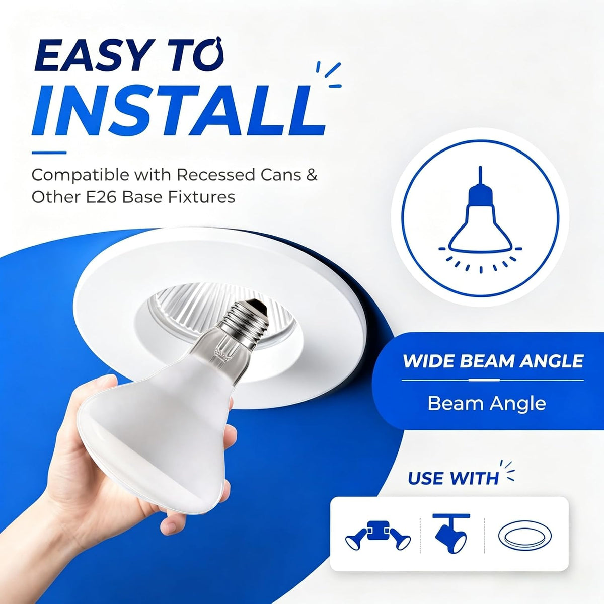 100W BR40 Flood Incandescent Light Bulbs, E26 Base, 4-Pack