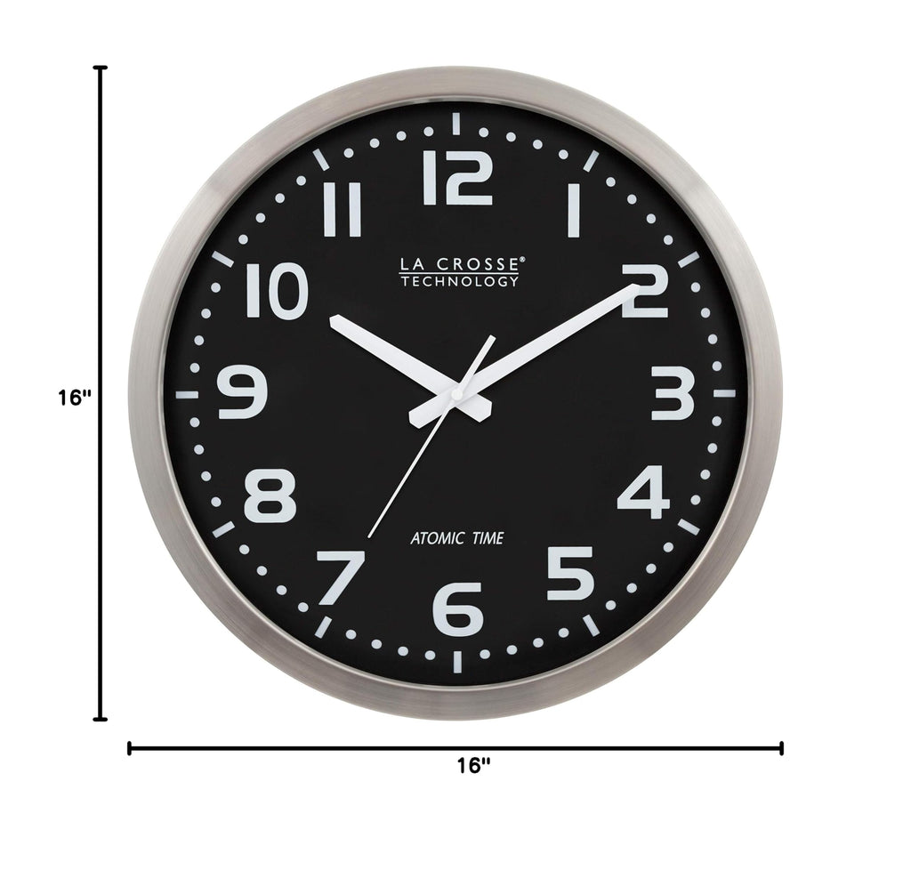 Inspired Nelson Style 16 Inch Stainless Steel Atomic Clock, Analog, Silver