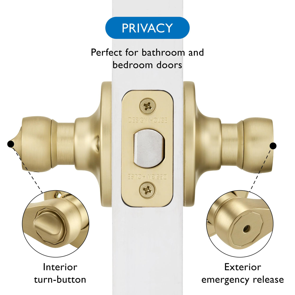 Springdale Privacy Door Lever, Satin Gold