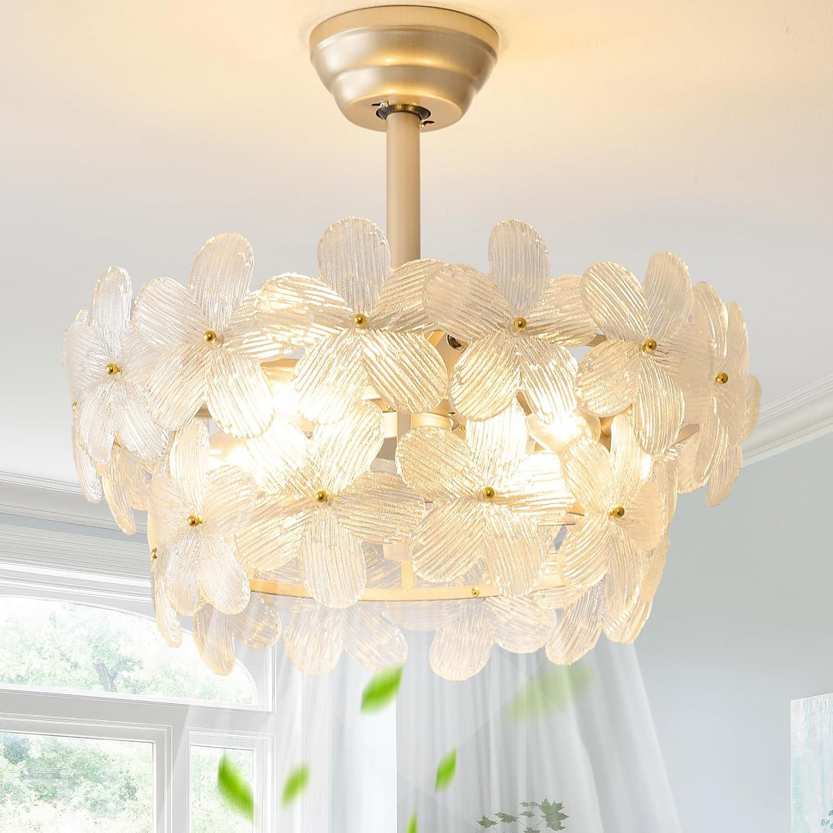 20" Gold Crystal Ceiling Fan with Light & Remote