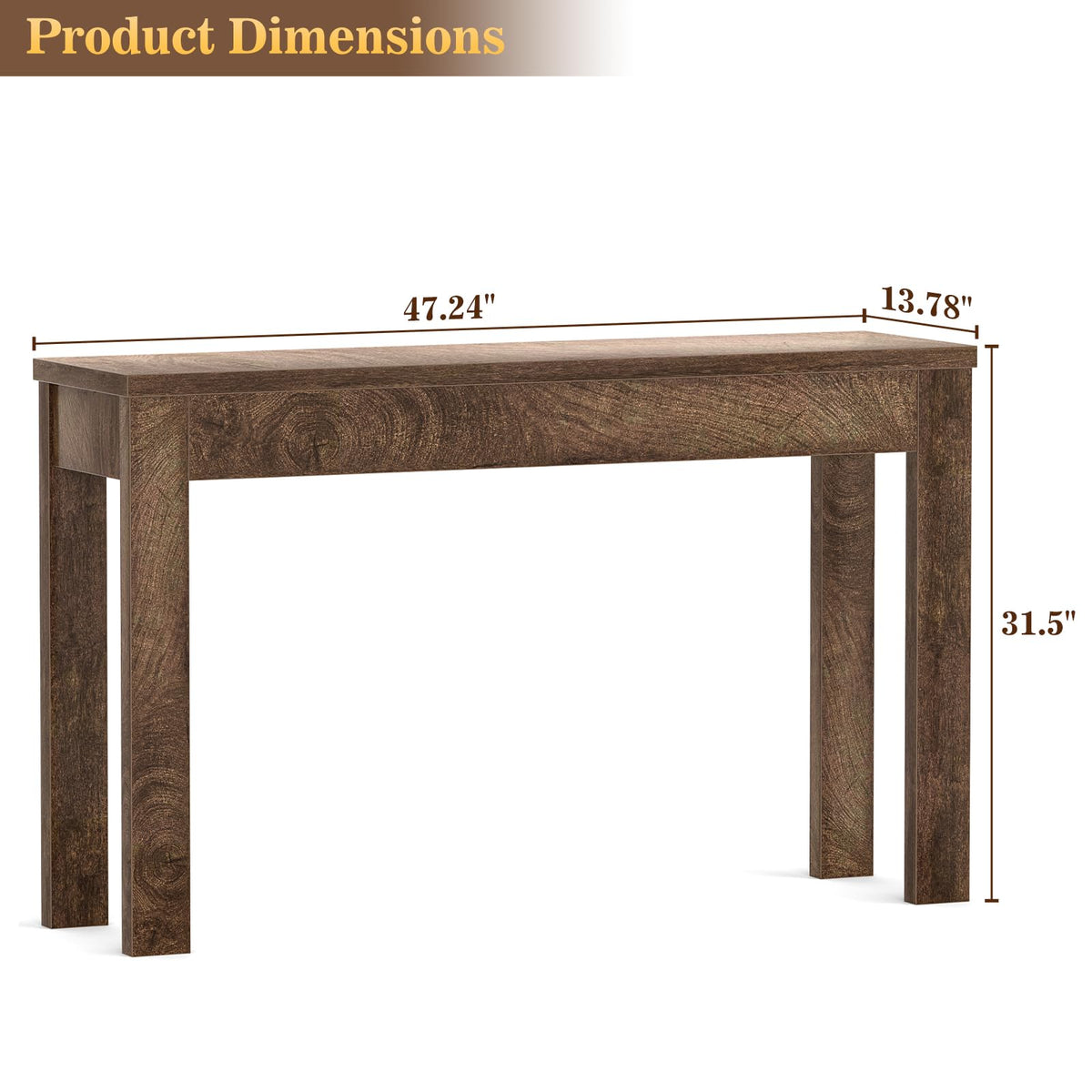 Console Table, 47" Farmhouse Sofa Tables Narrow Long