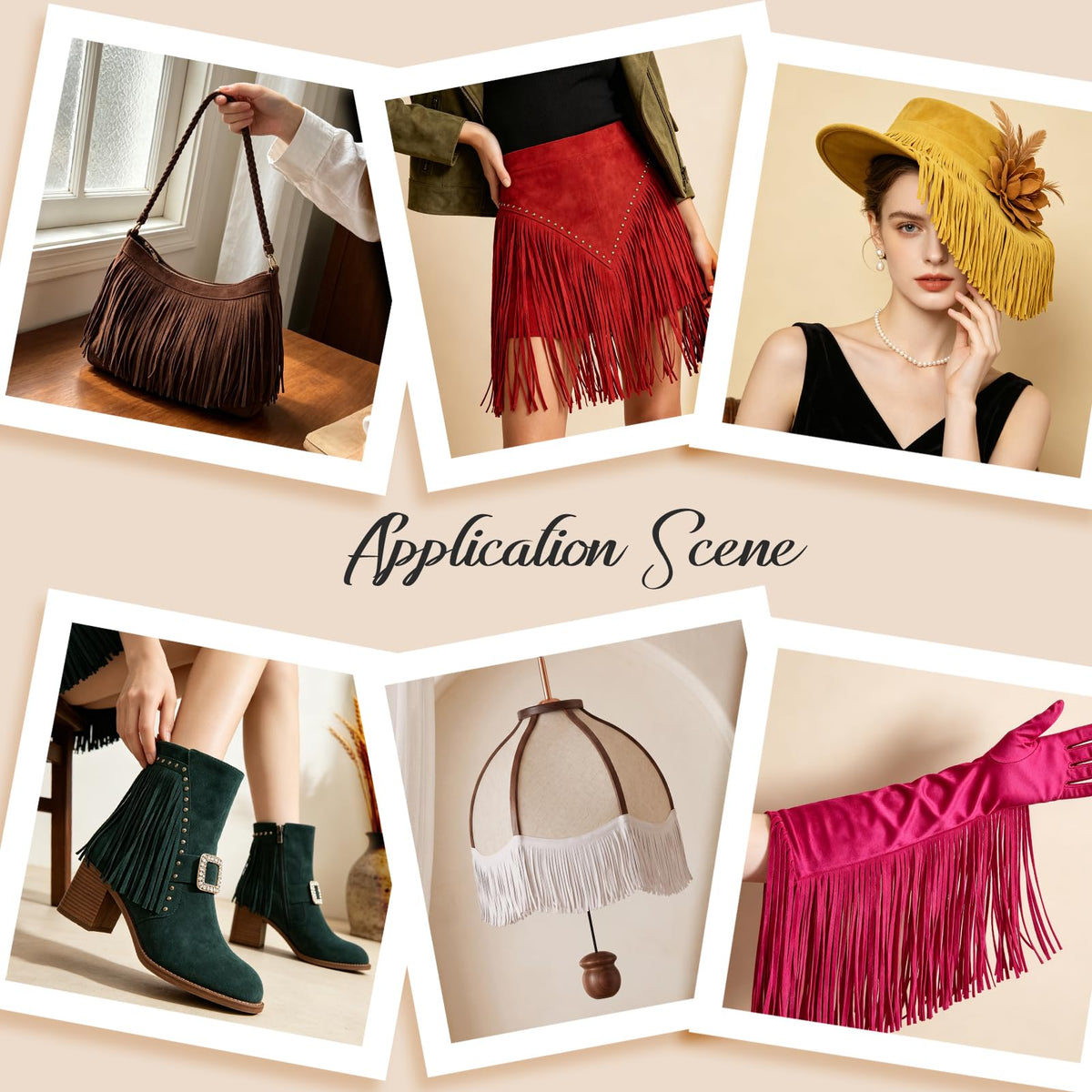 Faux Suede Fringe Trim 6Inch Double Side PU Leather Tassel Trim for DIY Sewing Dress Crafts Hats Bags Shoes - 3Yard