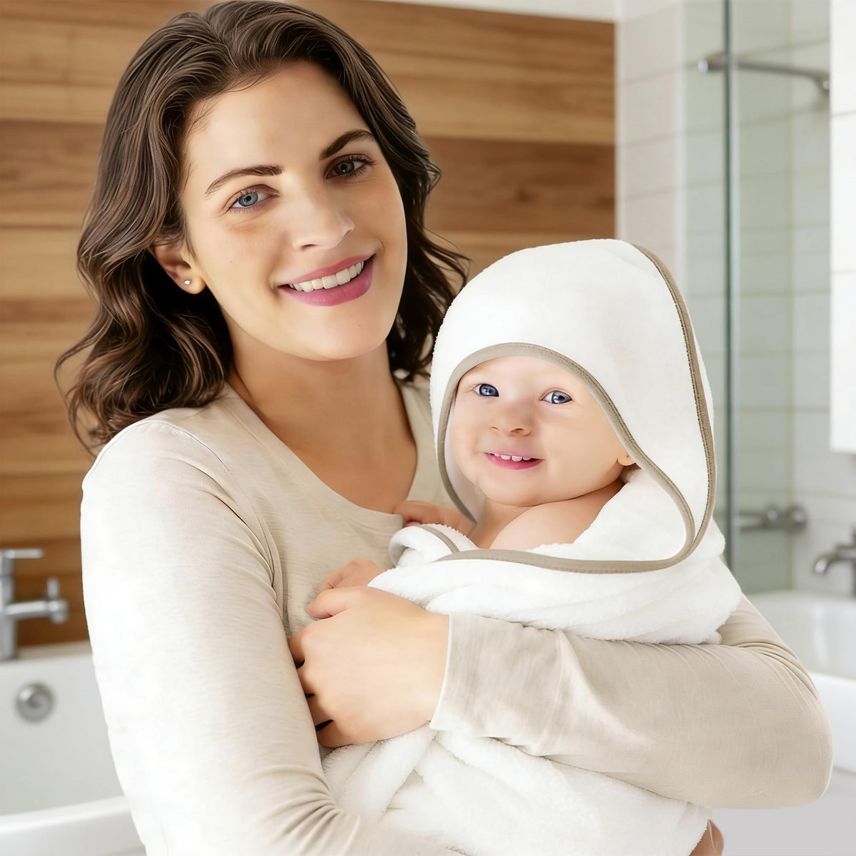 2 Pack Baby Bath Towel - Rayon Made from Bamboo, Ultra Soft Hooded Towels for Kids - X Large Size for 0-7 Yrs