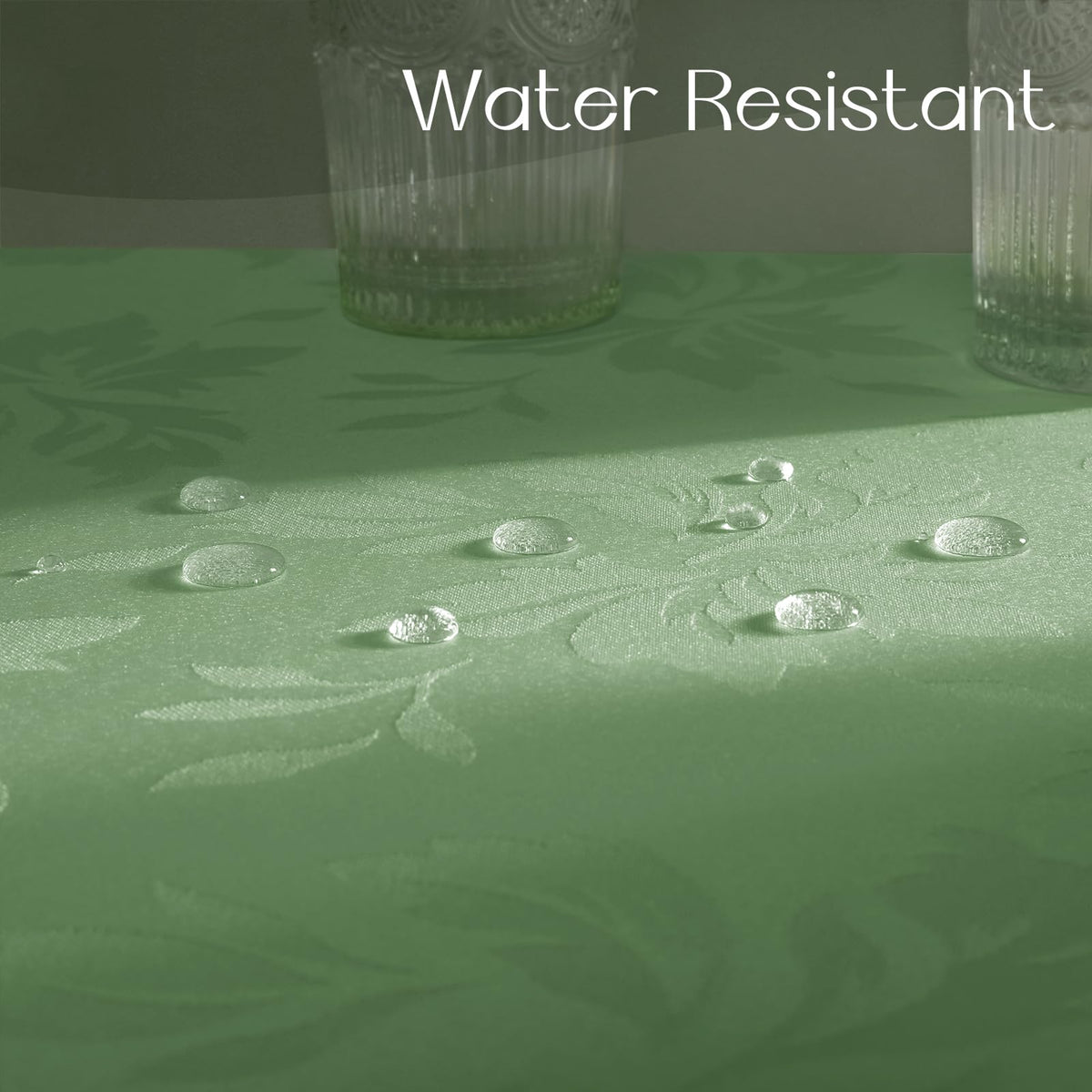 Jacquard Round Tablecloth 70 Inch, Sage Green