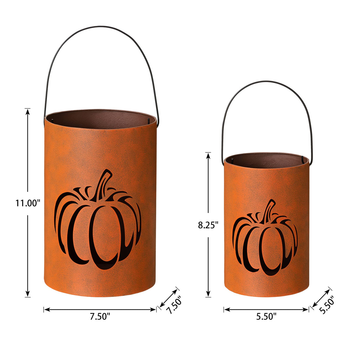 2 Pcs Farmhouse Fall Lanterns Thanksgiving Metal Candle Lanterns Buckets Indoor Outdoor Decorations Thankful Fall